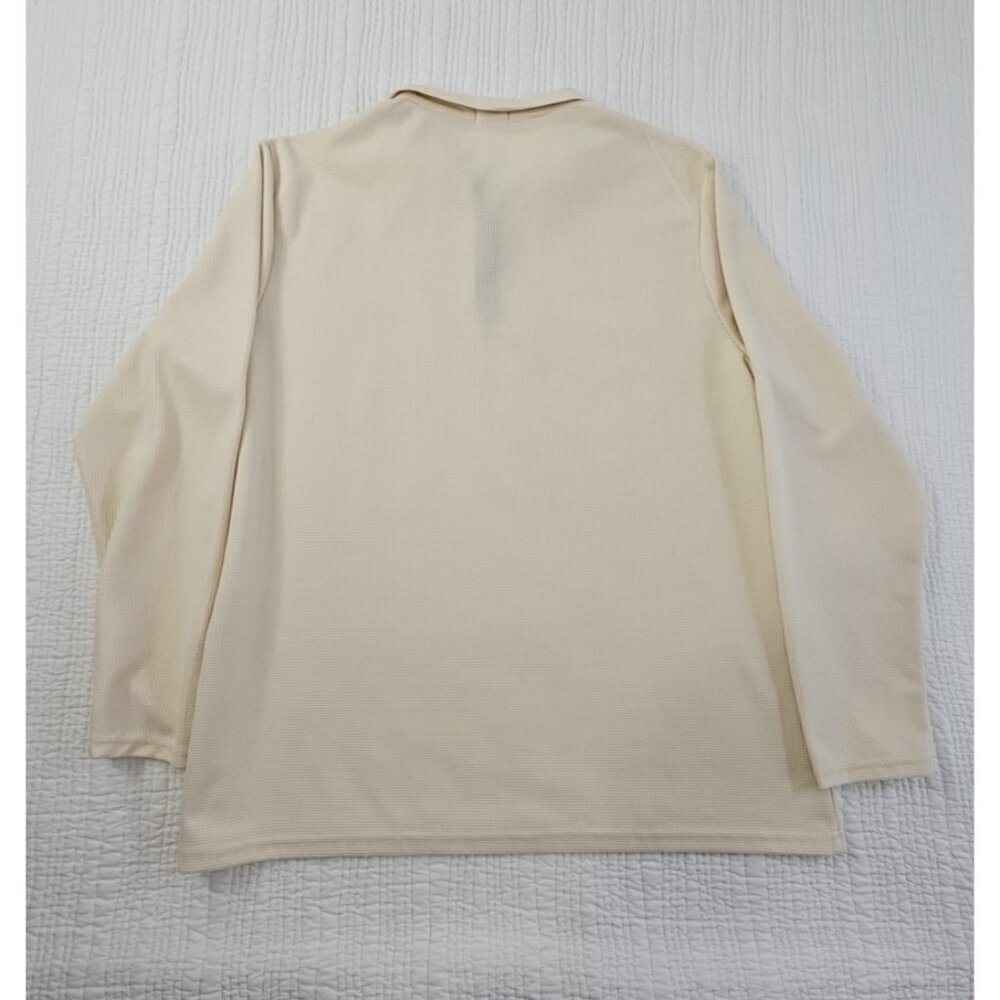 Banana Republic Waffle Knit Sweater Men's L Taupe 1/4 Zip Long Sleeve EUC LN - Picture 9 of 13